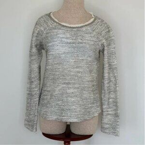 Rebecca Taylor Metallic Tweed Silk Blend Silver Gray Long Sleeves Top Size 12